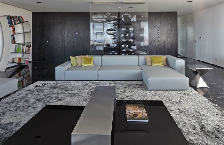 black and silver living room